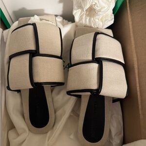 Bottega Veneta Cassette Canvas Patch Flat Sandals